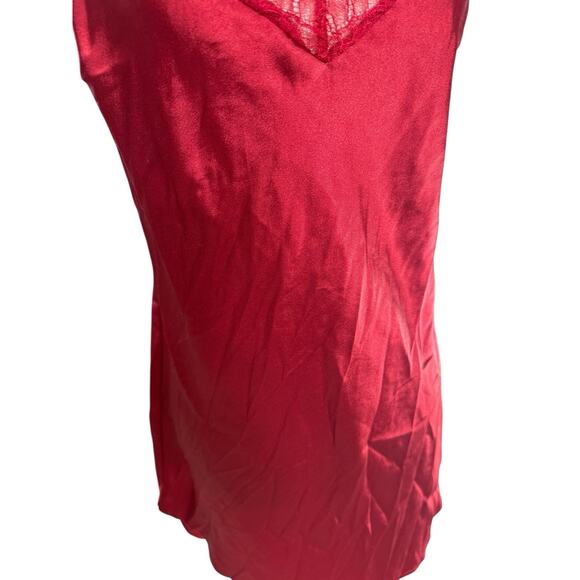 Victoria’s Secret Red Satin Lace Slip Dress M Holiday Christmas Layering Top Y2K - Picture 3 of 7